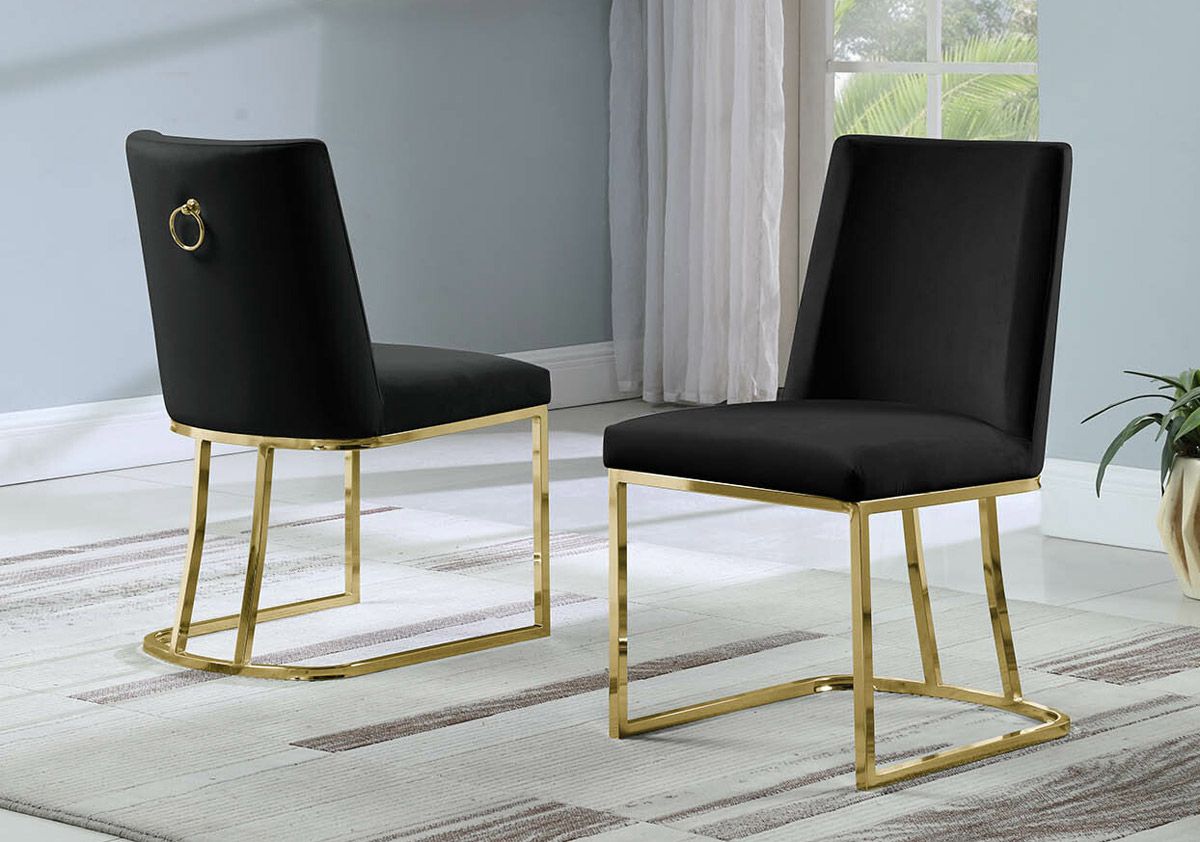 Brooke Black Dining Chair Gold Frame