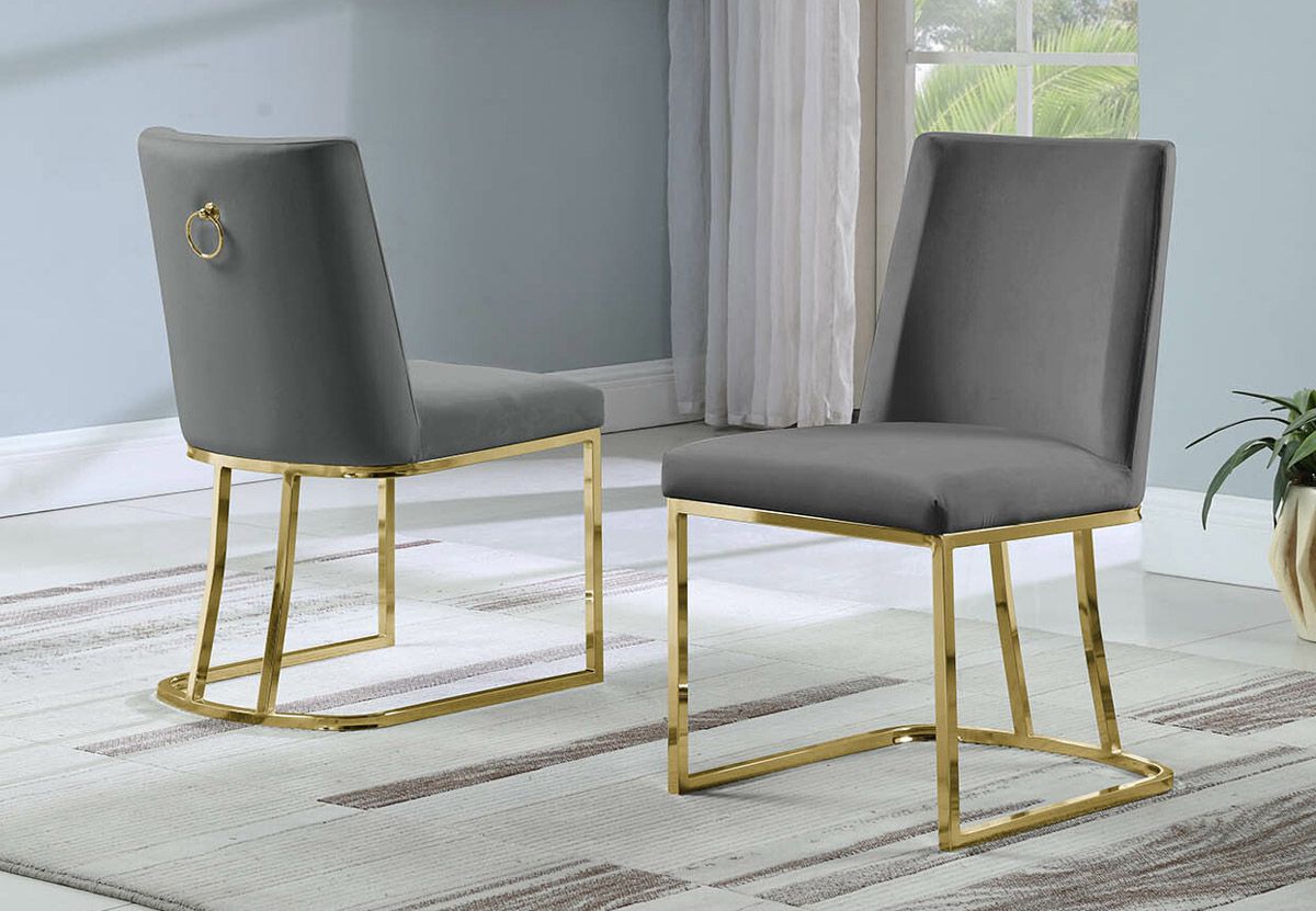 Brooke Grey Dining Chair Gold Frame