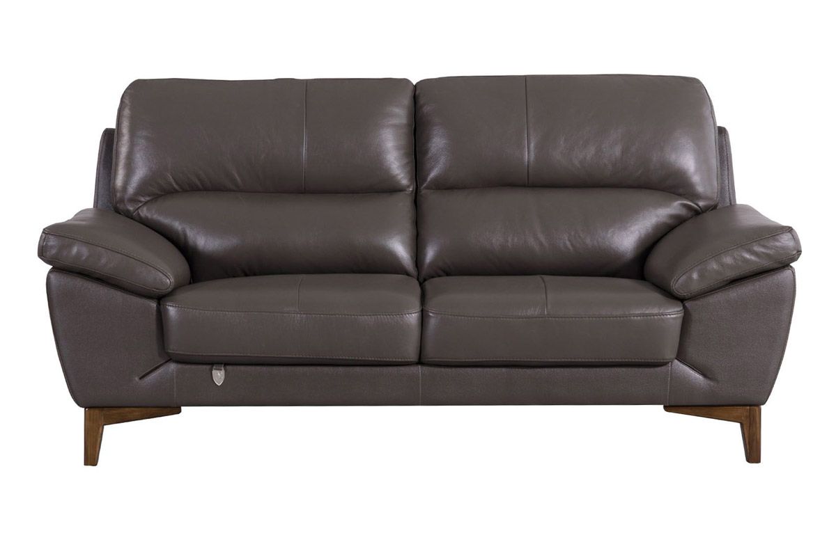 Brookville Brown Italian Leather Loveseat