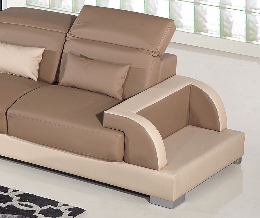 Ritz Light Brown & Beige Sectional Closeup,Ritz Sectional Chaise,Ritz Two Tone Modern Sectional Sofa,Ritz Armless Chair & Consol Table,Ritz Sectional With Left Side Sitting Chaise