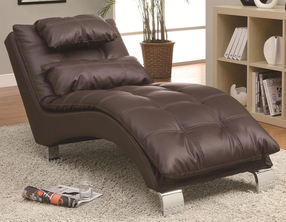 Chaise Lounge Dark Brown Leather