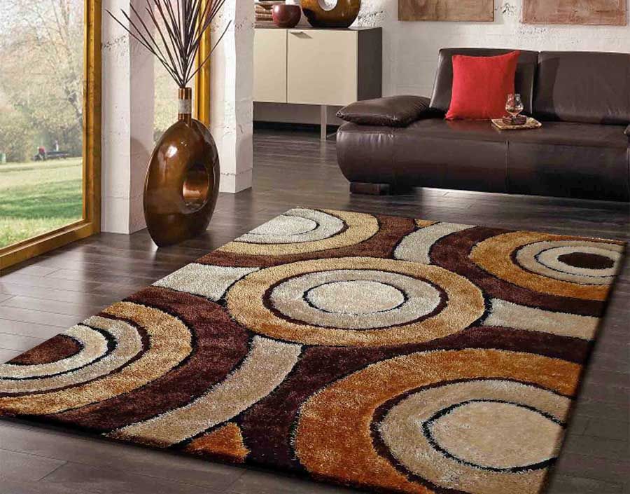 Brown Beige Shag Rug