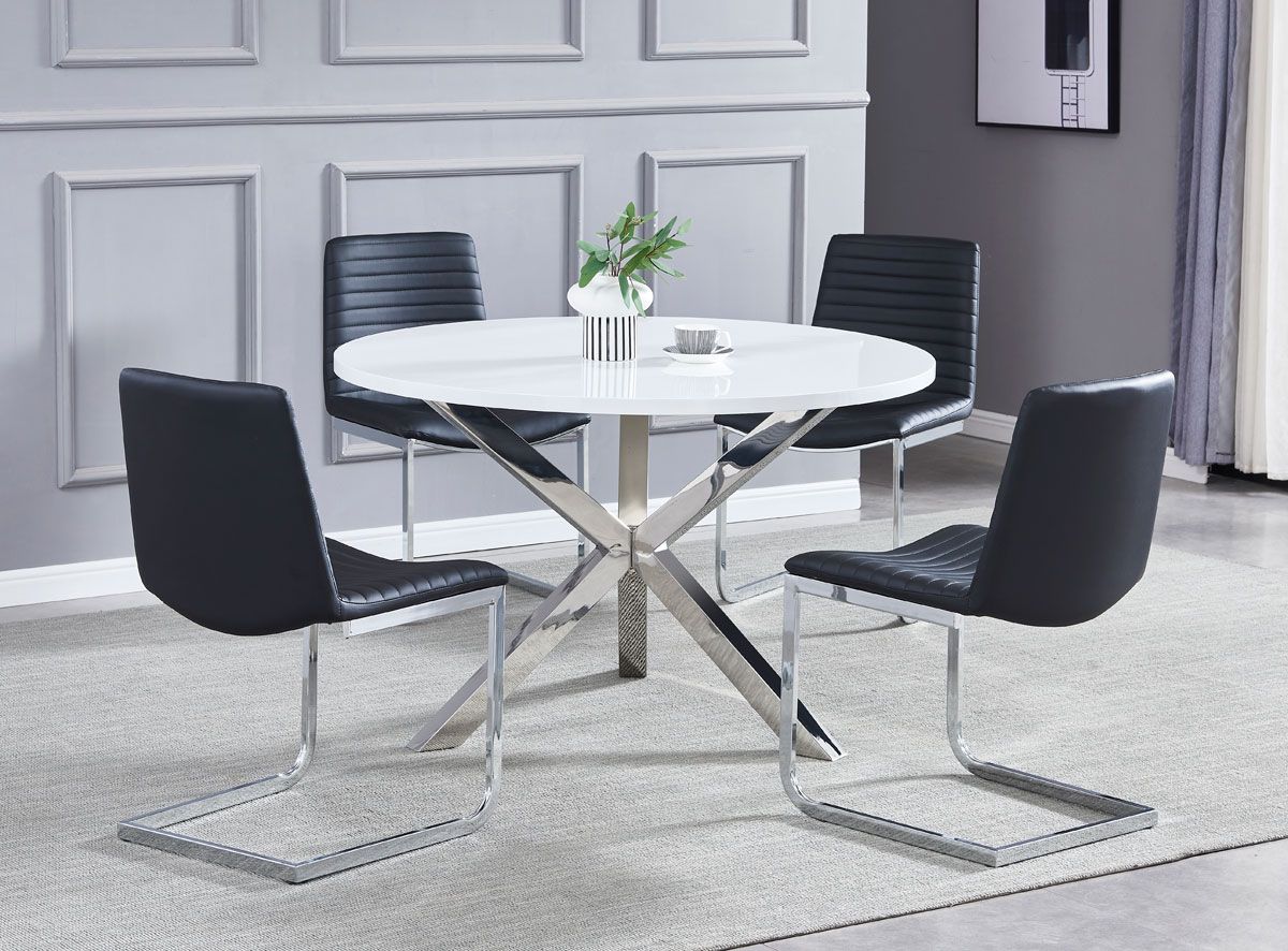 Bruce Round Dining Table Set With Black Chairs