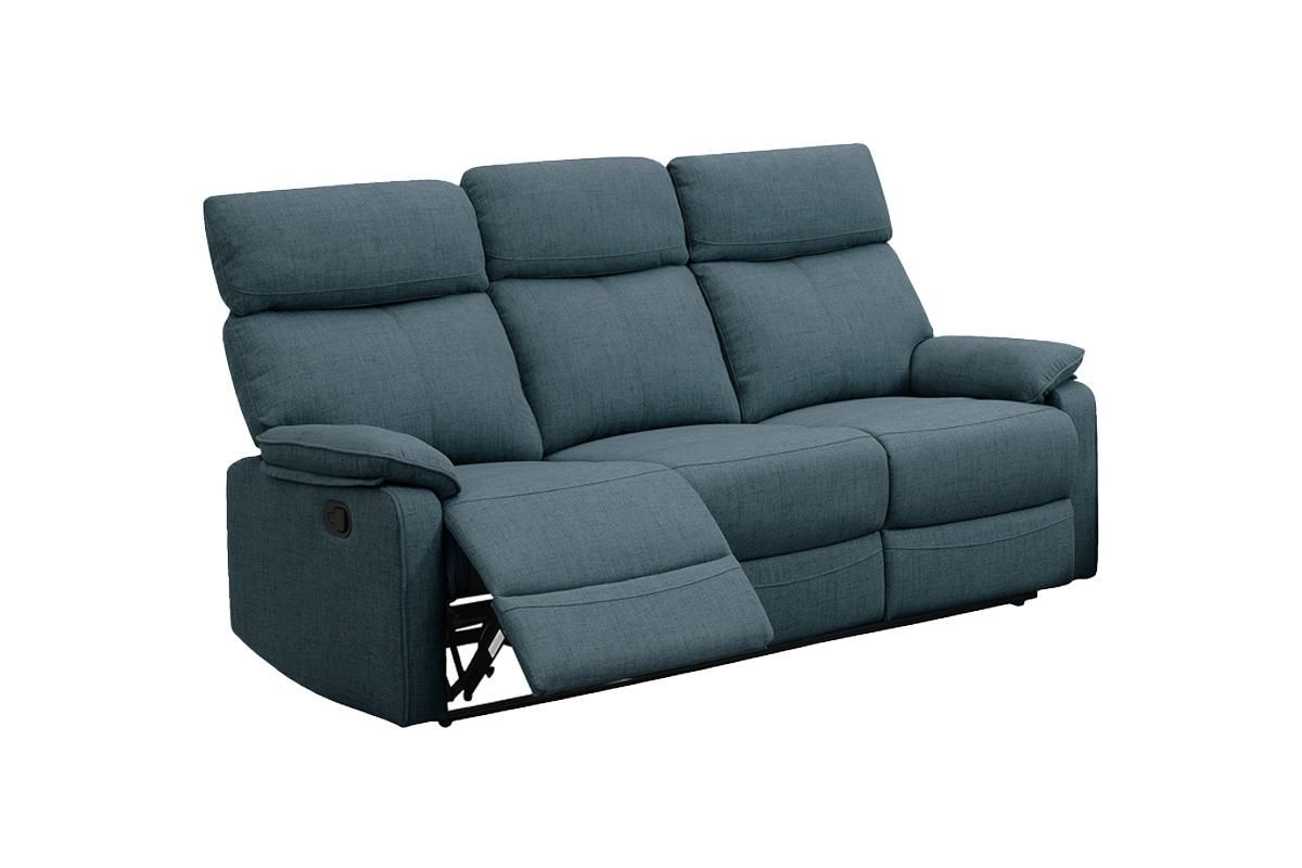 Buford Recliner Sofa Blue Burlap Fabric