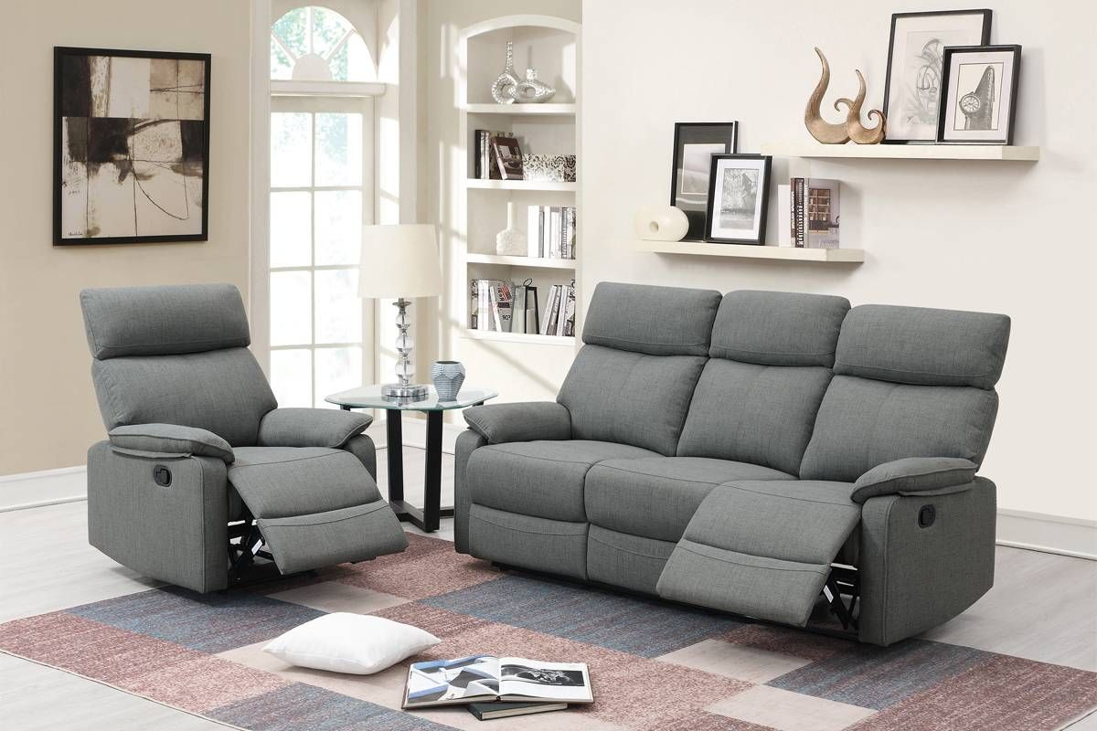 Buford Grey Burlap Recliner Sofa Set