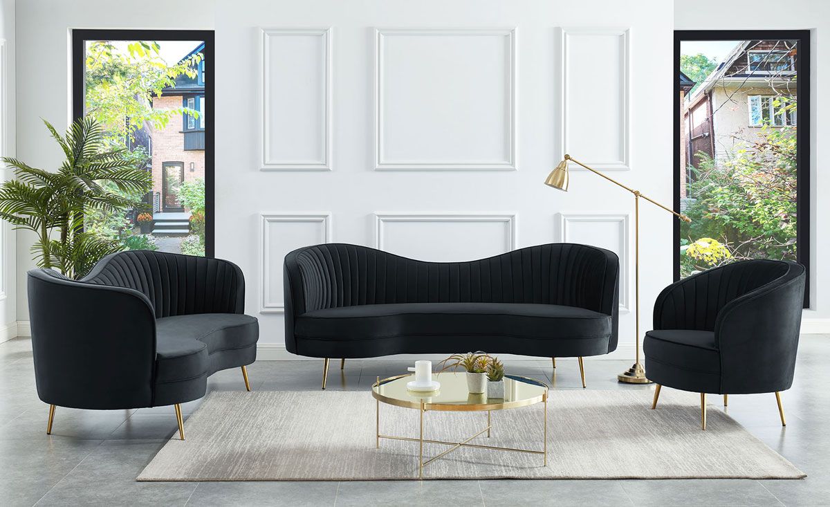 Burgues Black Velvet Sofa