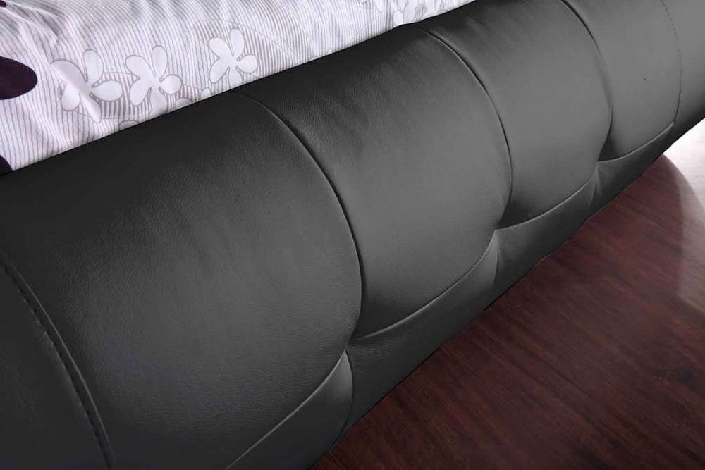 Burdette Black Leather Bed Footboard