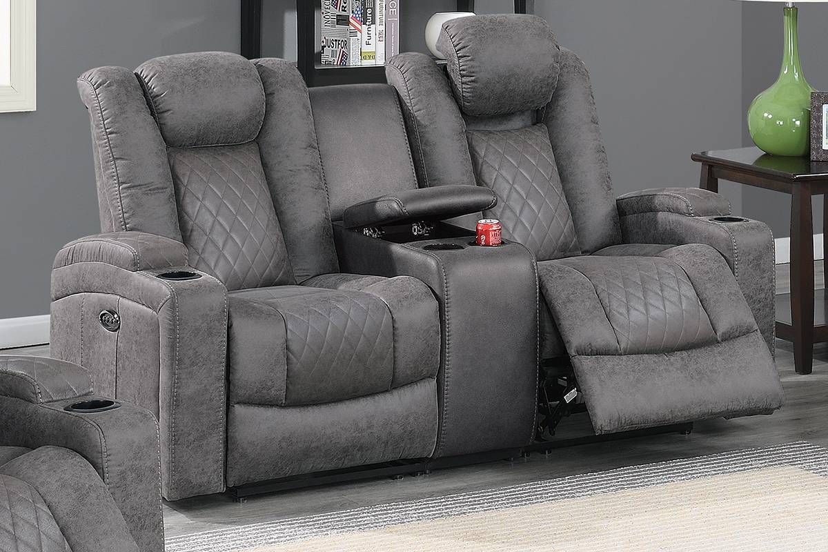 Byrnes Light Grey Power Recliner Loveseat