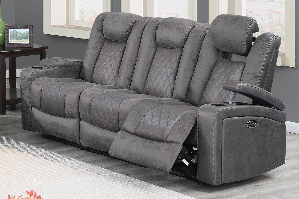 Byrnes Light Grey Power Recliner Sofa