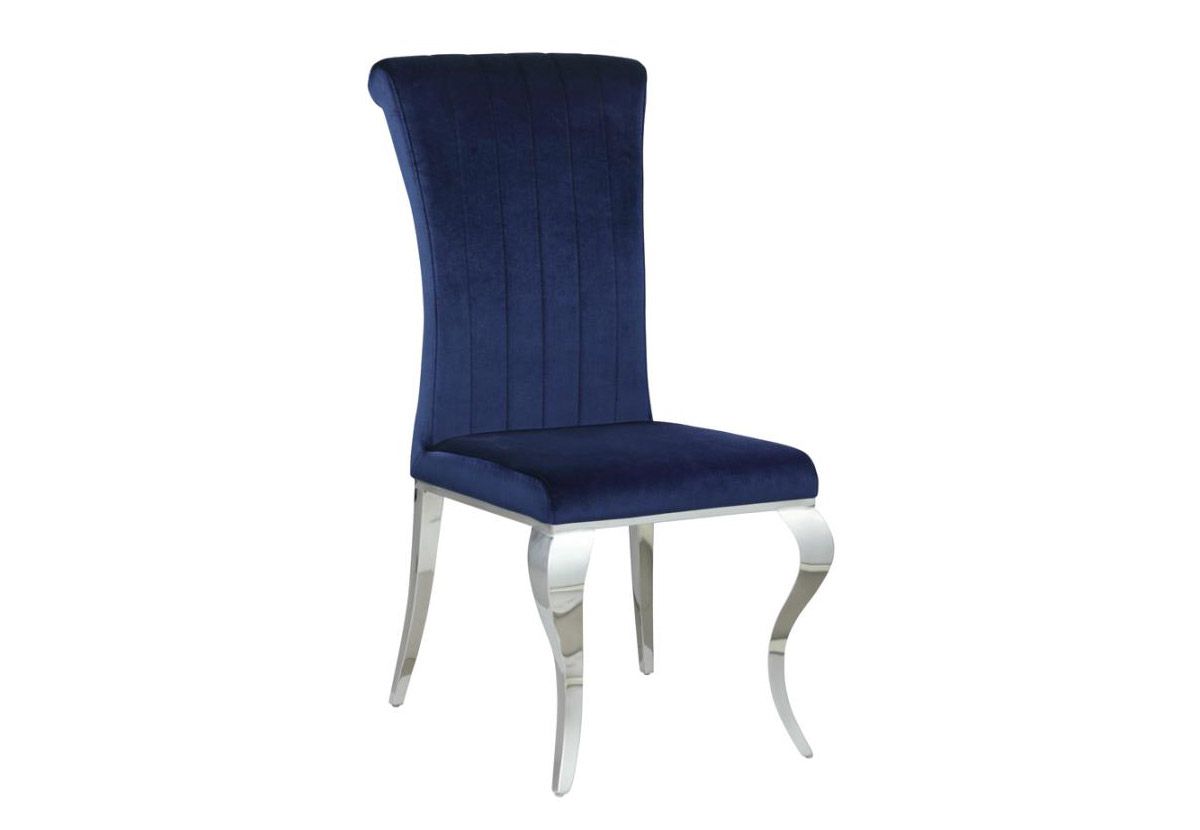 Cabriole Navy Blue Velvet Dining Chair