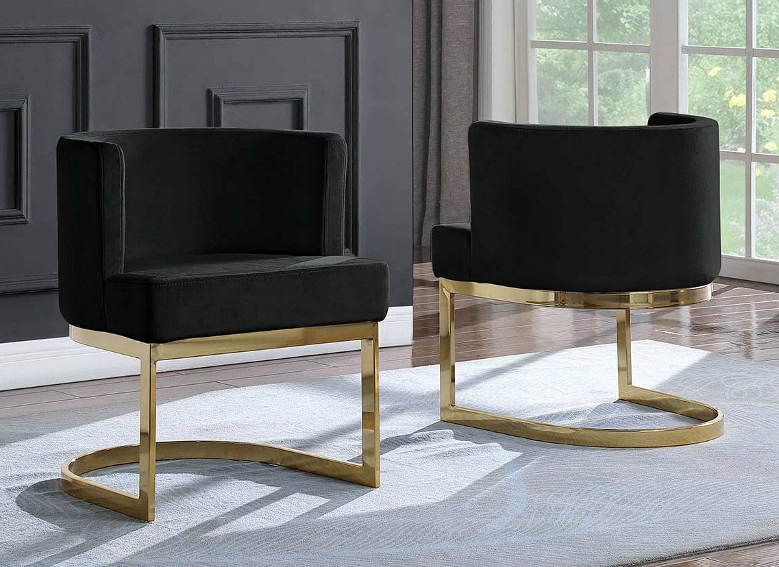 Caffrey Black Velvet Dining Chair Gold Base