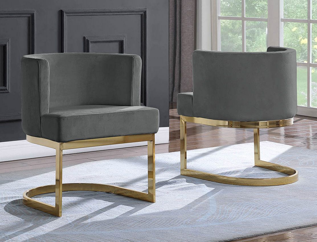 Caffrey Grey Velvet Dining Chair Gold Base