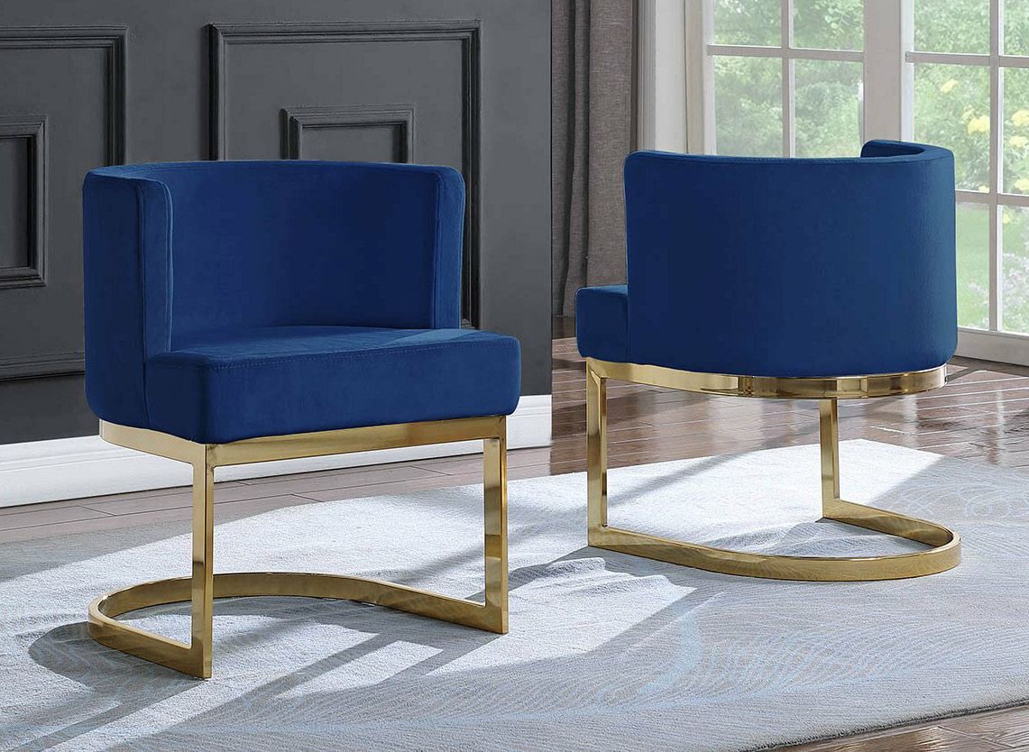 Caffrey Navy Blue Velvet Dining Chair Gold Base