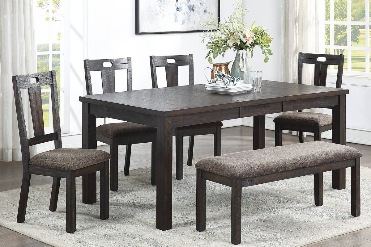 Caine Rustic Finish Dining Table Set