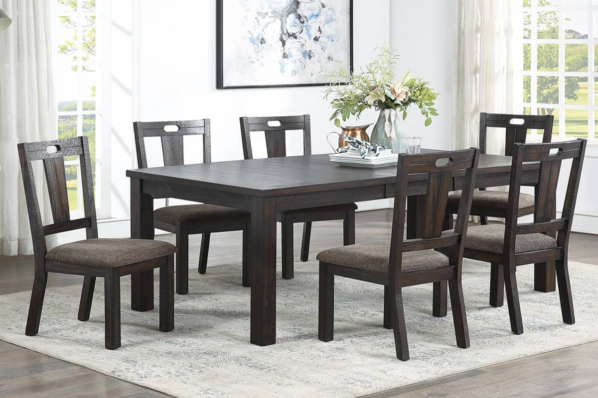 Caine Rustic Finish Dining Table With Chairs