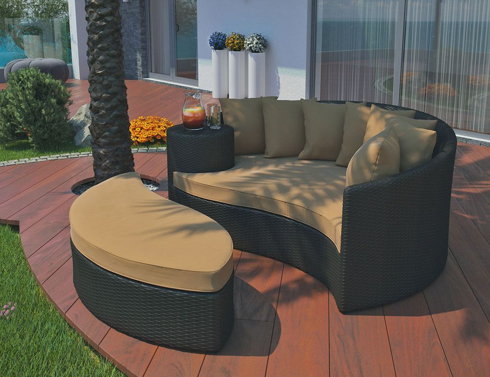 Caitlin Modern Mocha Daybed With Ottoman