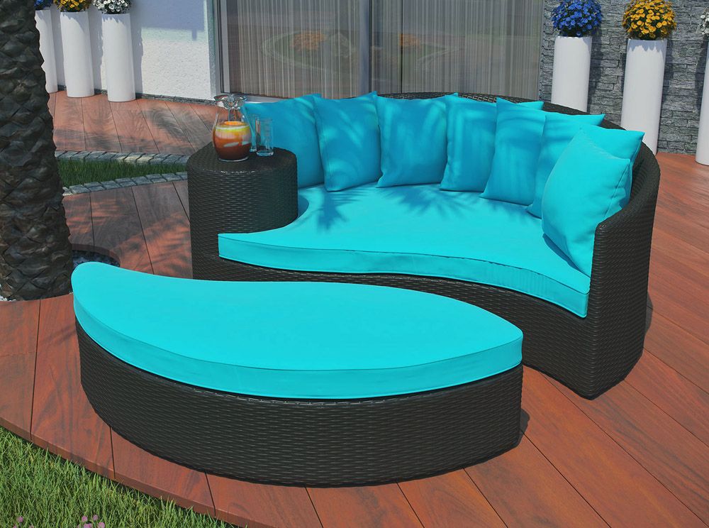 Caitlin Turquoise Modern Daybed With Pillows