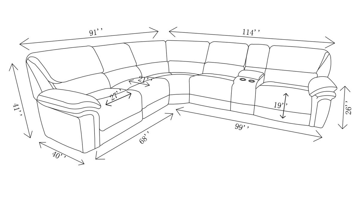 Calumet Ridge Sectional Dimentions