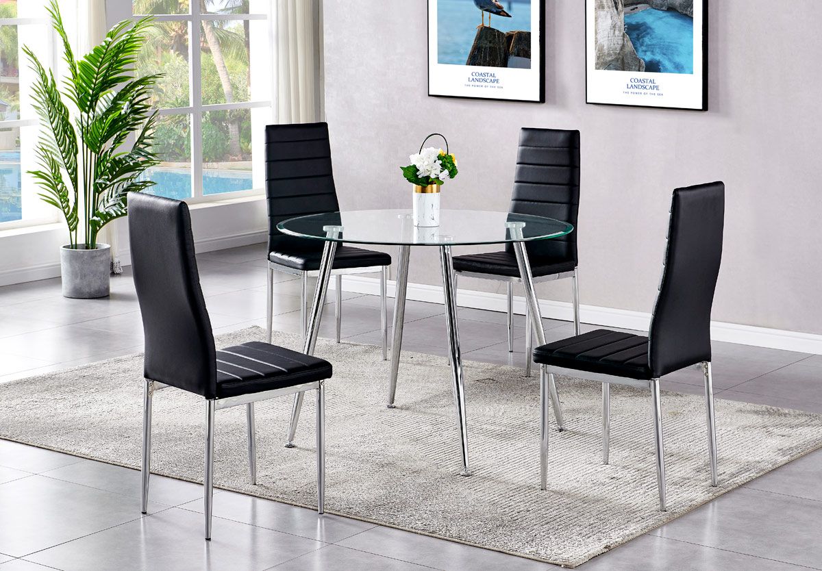 Calvin Modern Style Dining Table With Black Chairs
