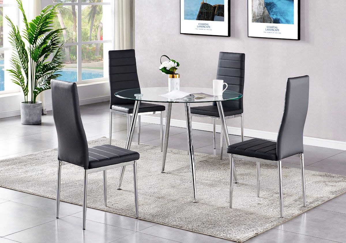 Calvin Modern Style Dining Table With Grey Chairs
