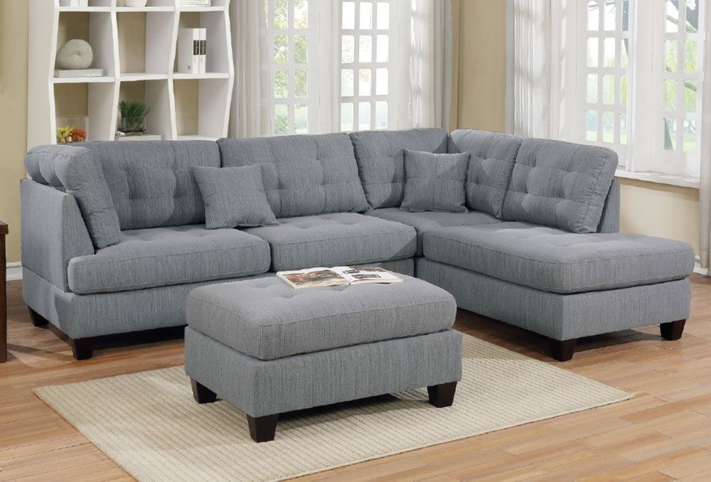 Camryn Sectional Sofa Set Grey Linen