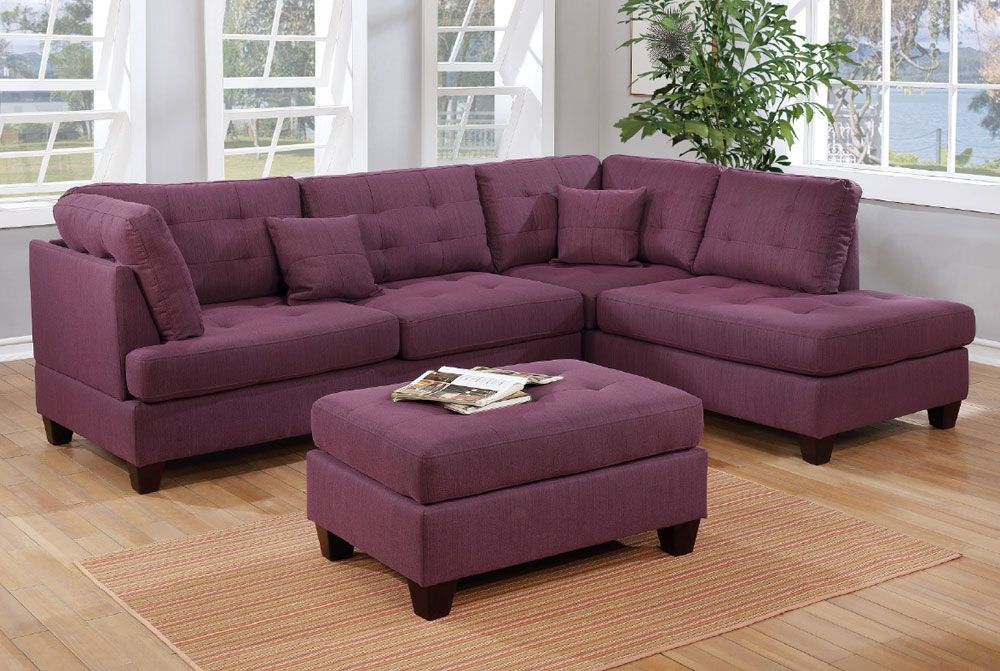 Camryn Purple Linen Sectional Sofa Set