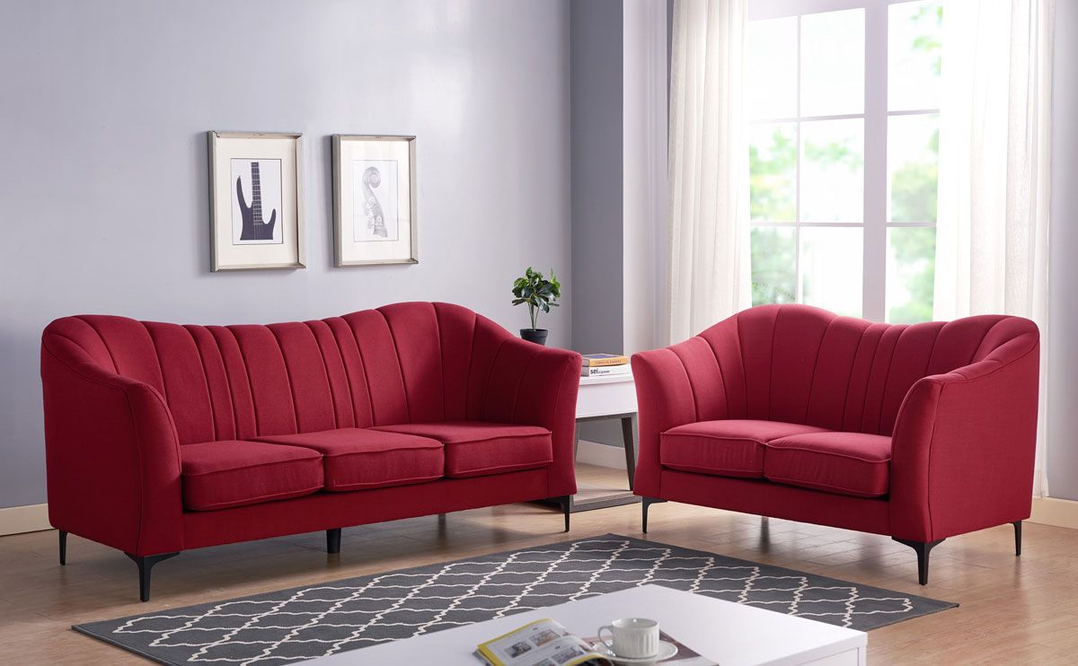 Cameley Red Linen Sofa
