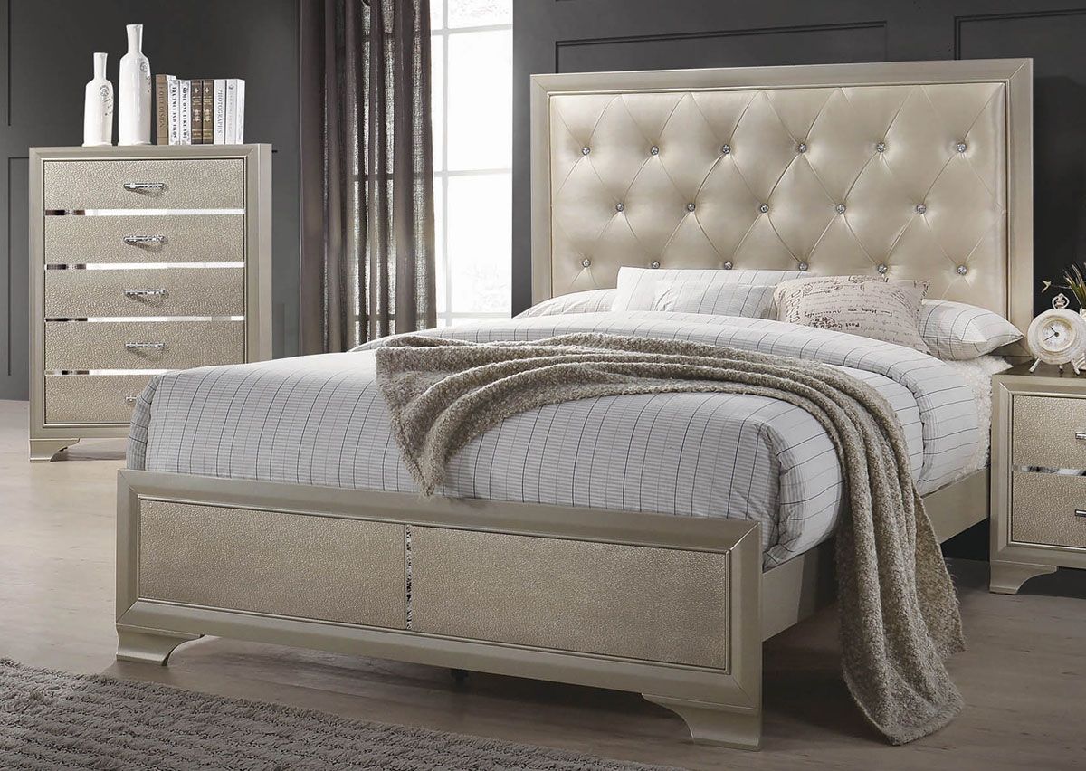 Camelia Champagne Finish Bed