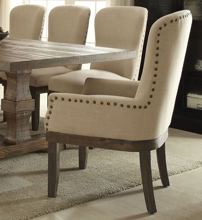 Cantor Beige Linen Fabric Arm Chair