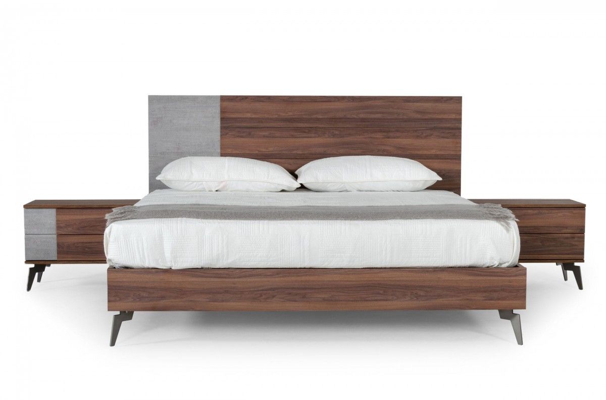 Capri Faux Concrete Rustic Walnut Bed