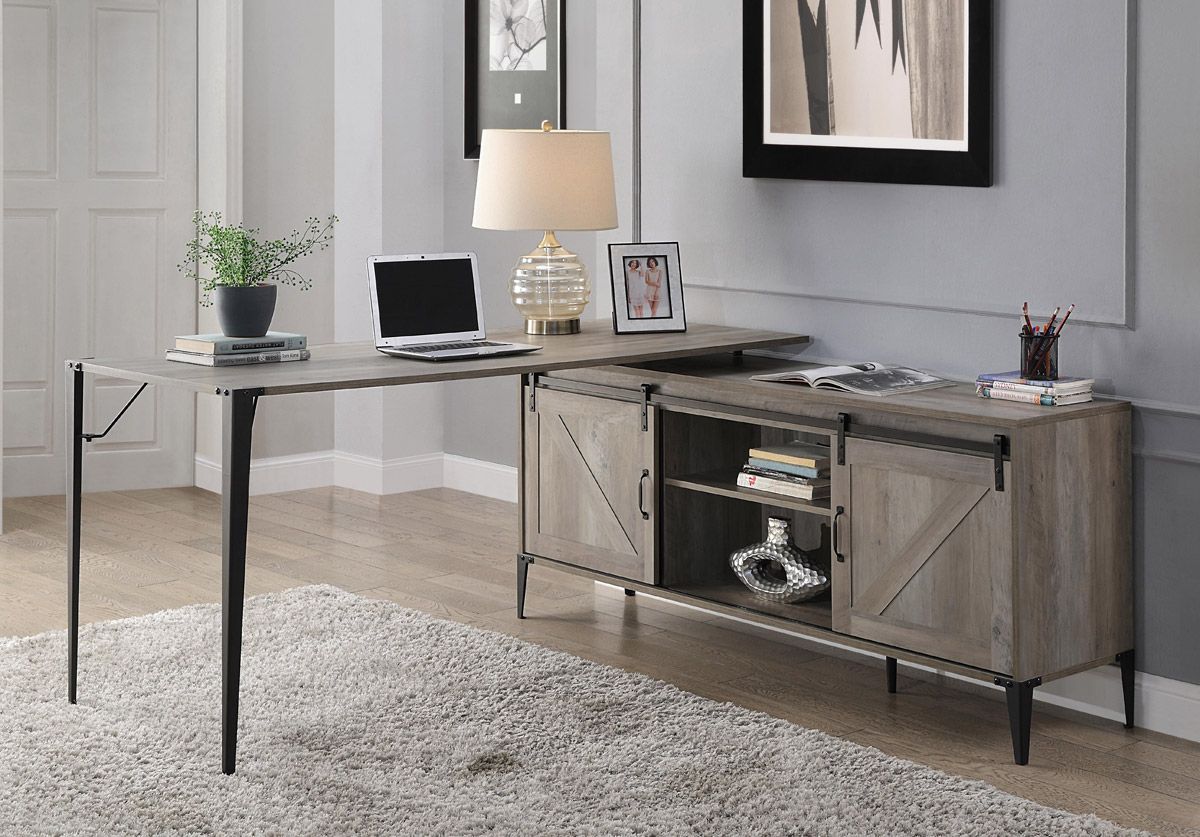 Capto Rustic Grey L-Shape Office Desk