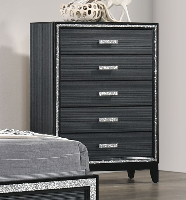 Cara Black Chest Crystal Accented