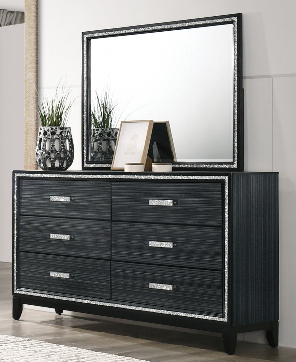 Cara Black Dresser Crystal Accented