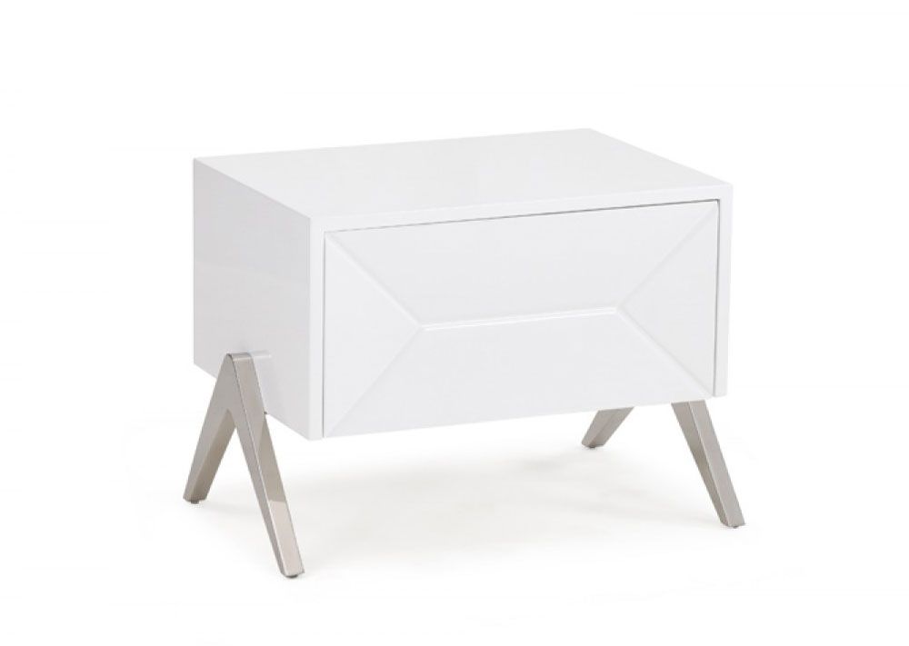 Cardy White Lacquer Finish Night Stand
