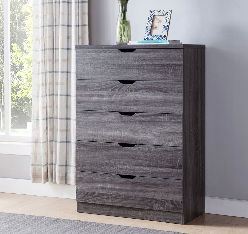 Cargo Rustic Grey Five Drawer Chest