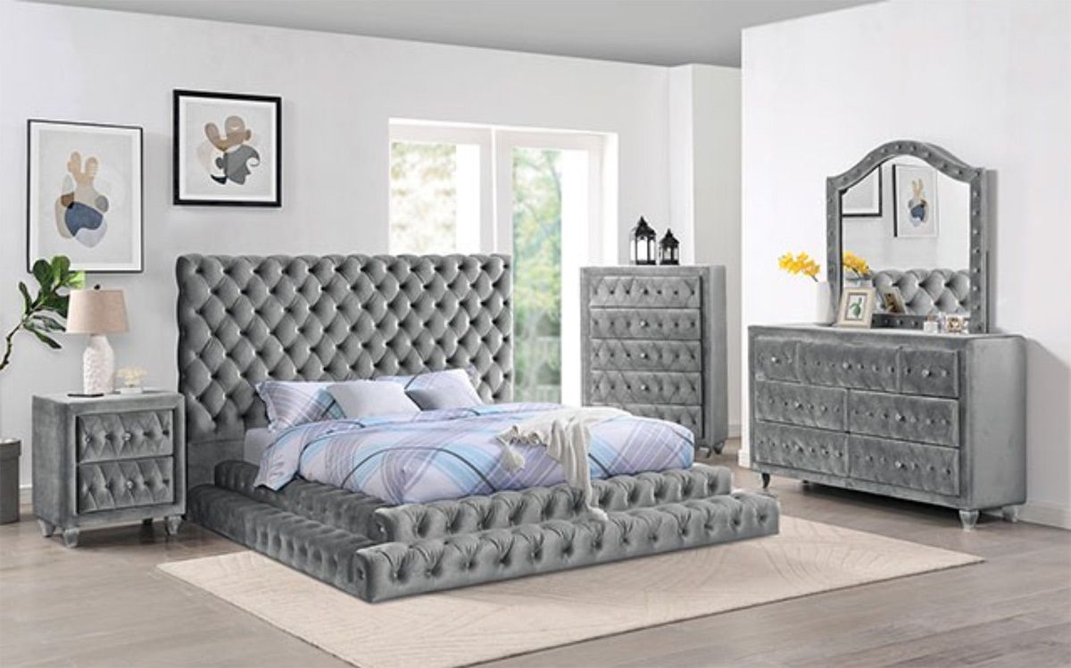 Carlie Button Tufted Modern Bedroom Set