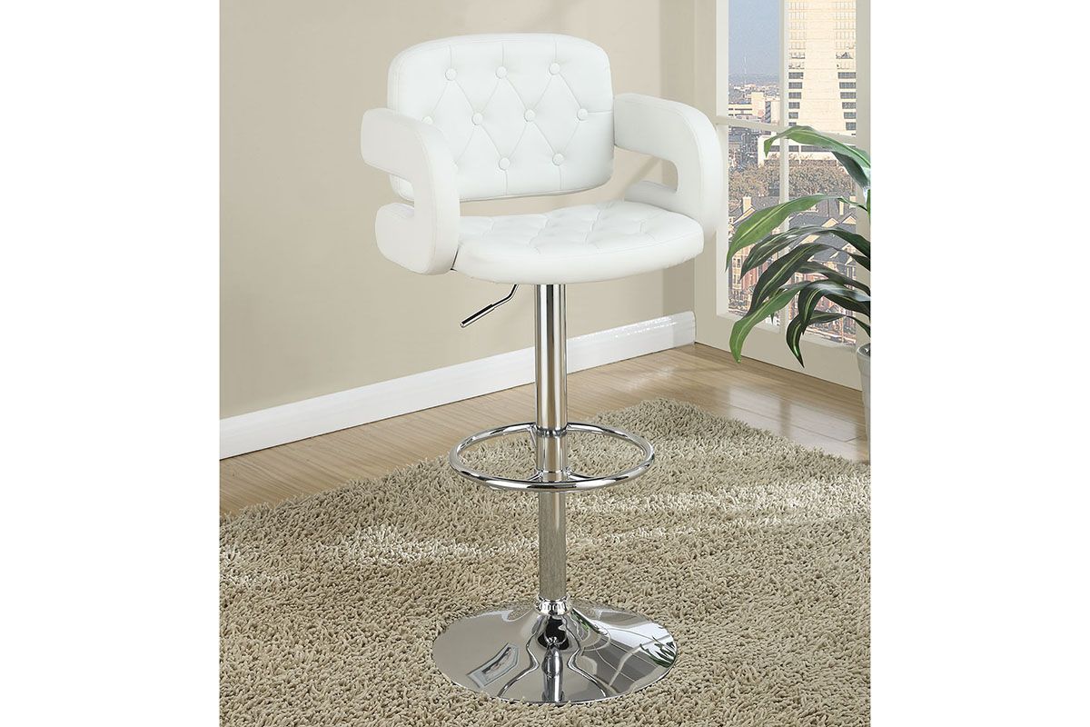 Carter Tufted White Leather Barstool