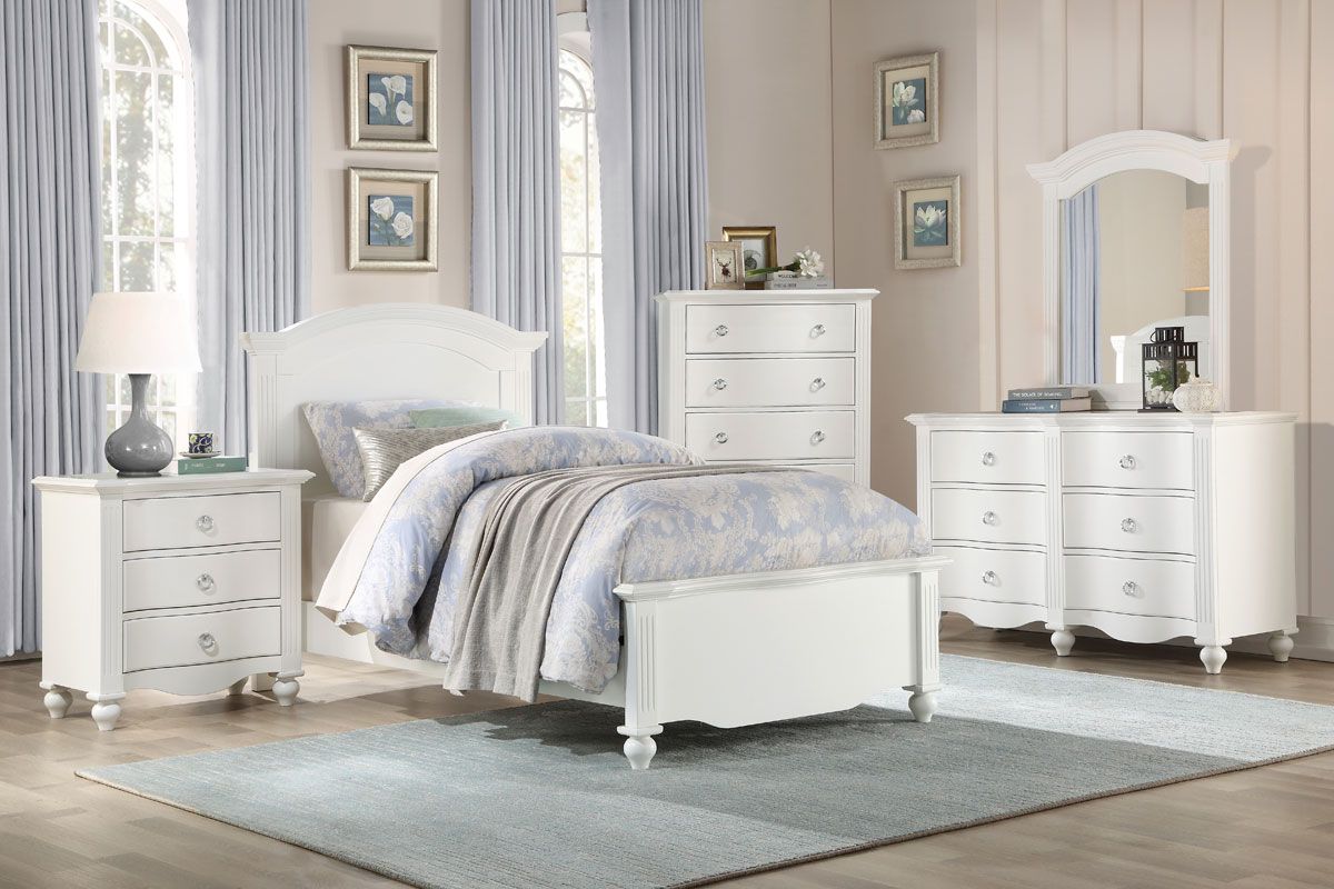 Carus White Finish Youth Bedroom Furniture