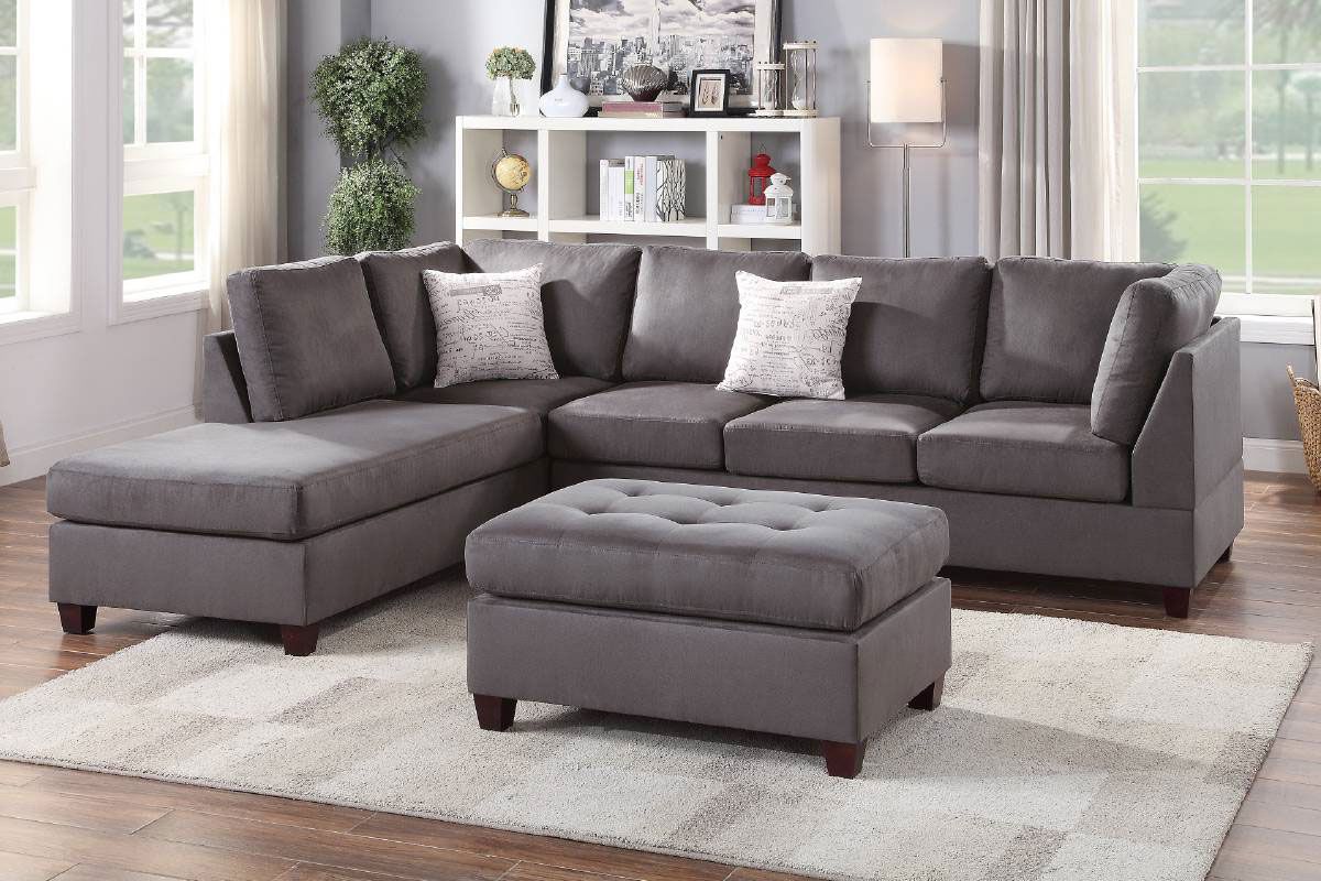 Casablanca Grey Microfiber Sectional Sofa Set