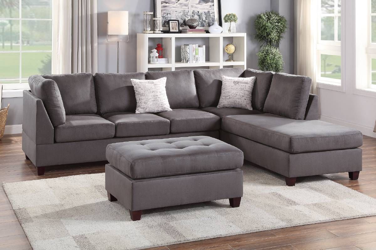 Casablanca Grey Reversible Sectional Sofa Set