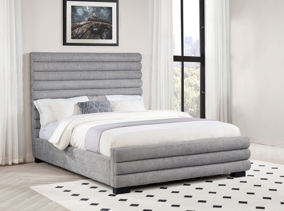 Cascade Grey Boucle Upholstered Bed