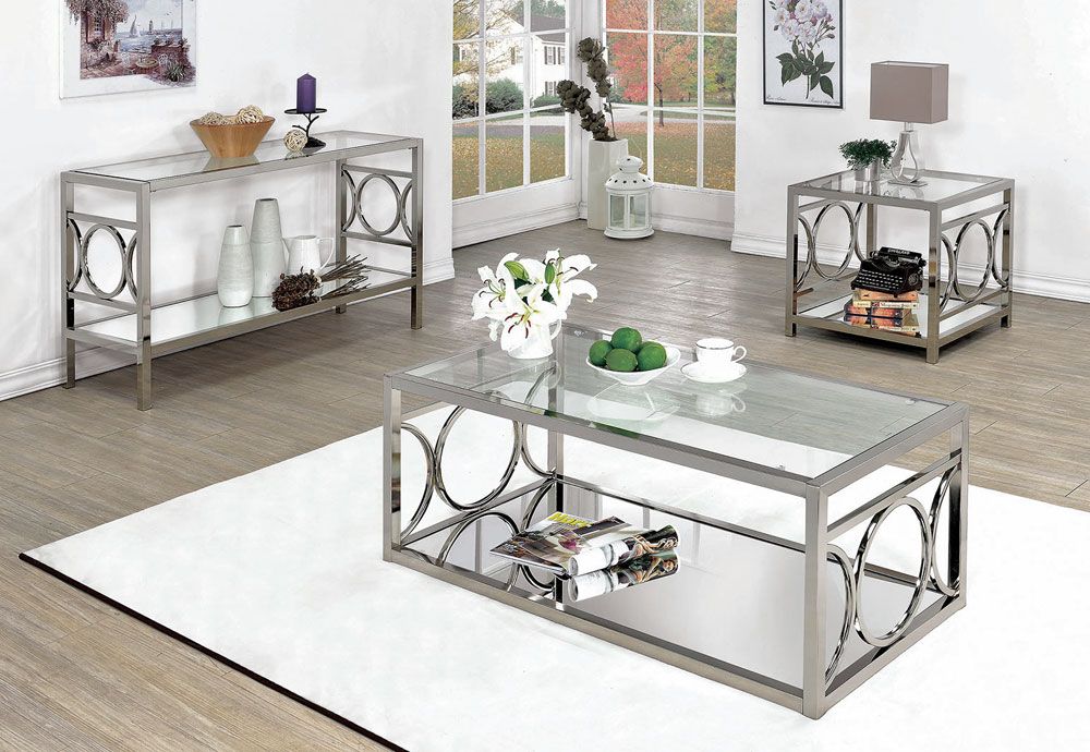 Cathy Modern Coffee Table Mirrored Shelf