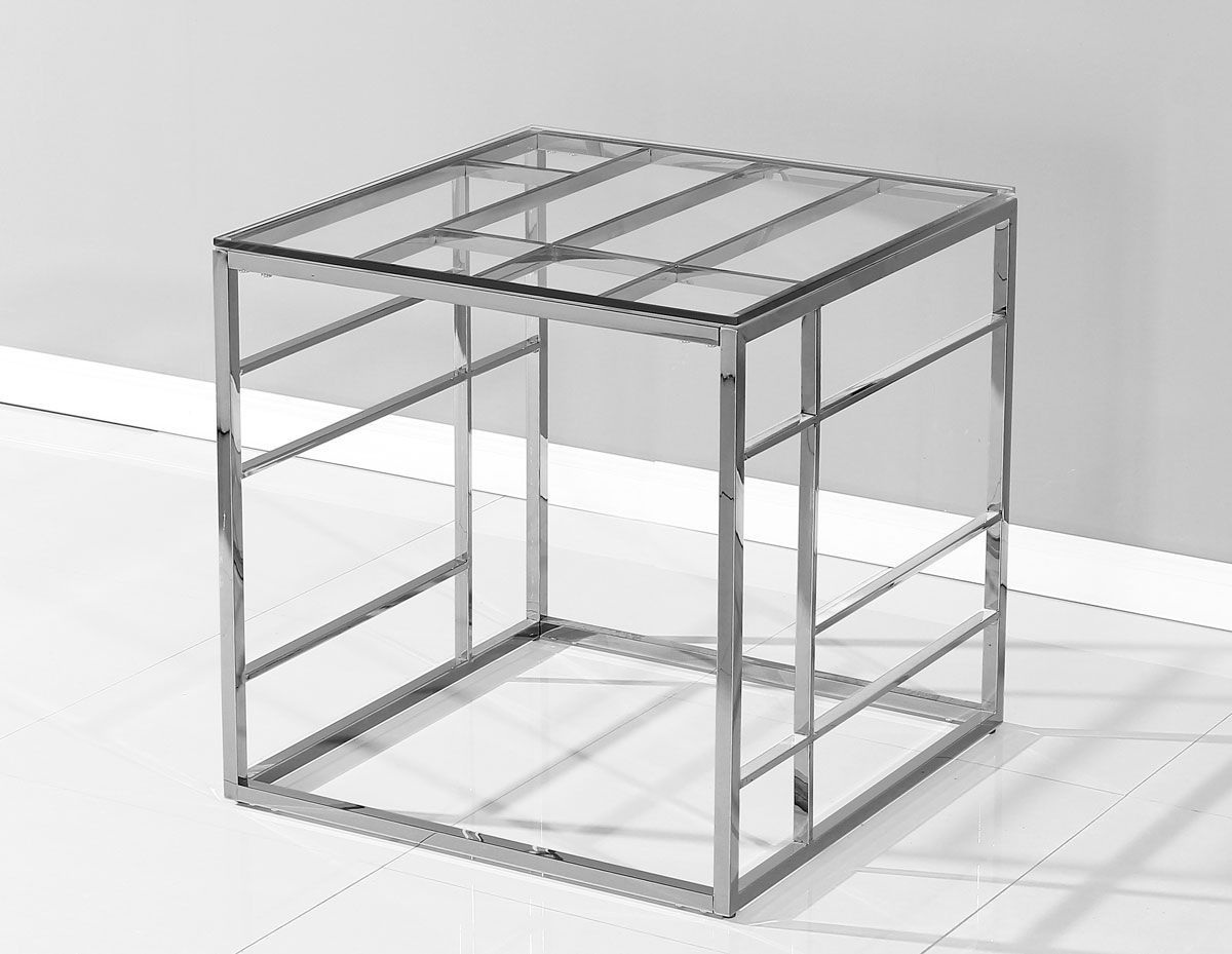 Cayla Glass Top Modern End Table
