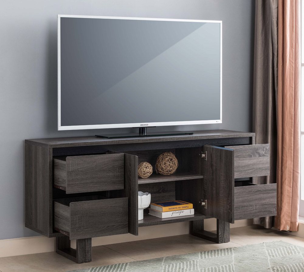 Cecilie Rustic Grey TV Stand Storage