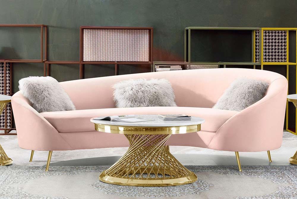 Beret Blush Velvet Sofa