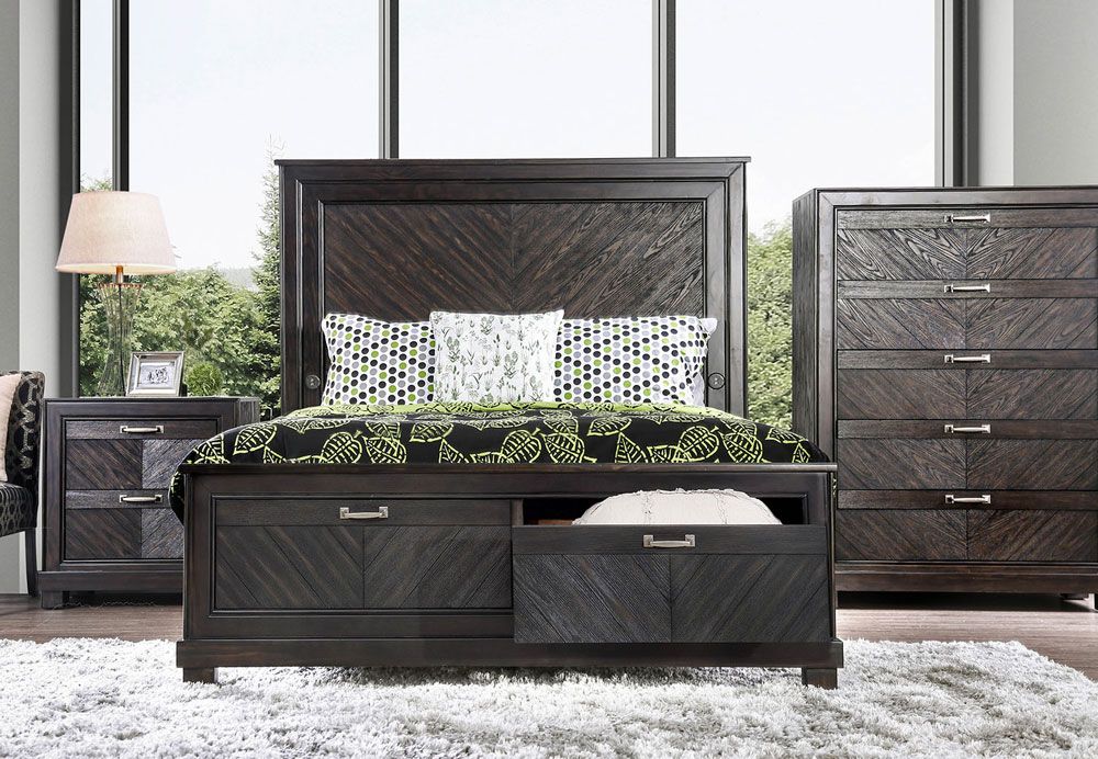 Celine Transitional Style Storage Bed