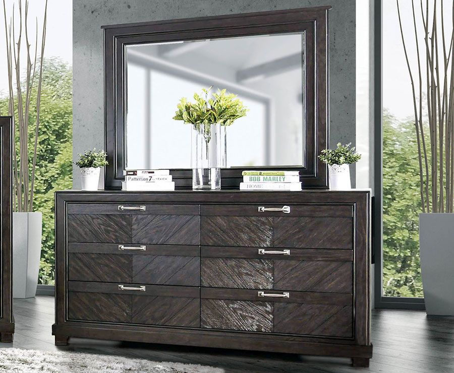 Celine Transitional Style Dresser With Mirror