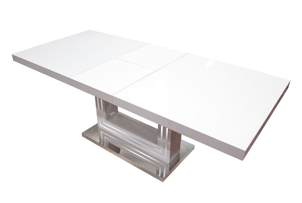 Centro White Lacquer Dining Table,Centro White Modern Dining Table,Centro Dining Table Butterfly Extension
