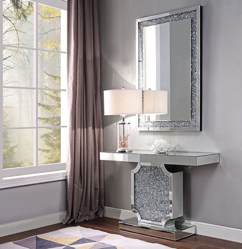 Cerys Crystal Accented Mirrored Console