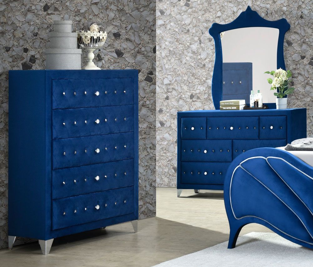 Chareau Blue Velvet Bedroom Chest